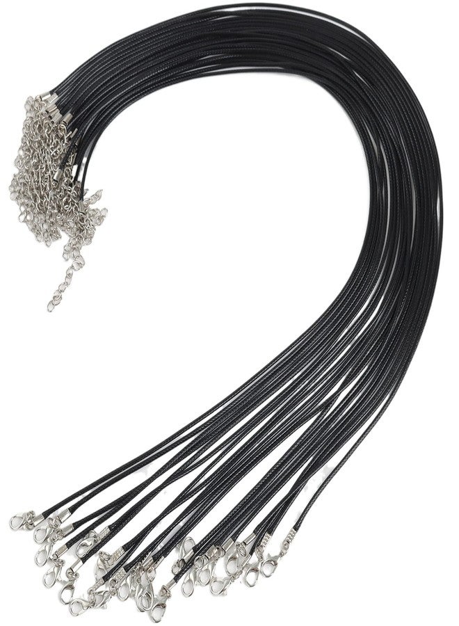 BFANGZ Necklace Cord,Black Necklace String Rope with Clasp, 20 Inch Black Waxed Cotton Cord Necklace Bulk for Charms Pendants, Bracelets, Necklaces, Jewelry Making Supplies and Beading Supplies(20pcs) - Image 1
